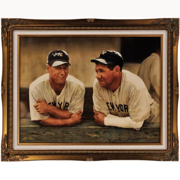 Lou Gehrig과 Babe Ruth : 오일-온-캔버스 그림